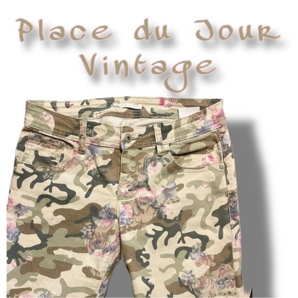 Paris Place du Jour 🔥 Stretch Denim Flowers & Camouflage EU Sz 36 (US 6) MINT​